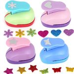 XUBX 4 Pcs Crafts Punch Set, Craft Hole Punch Butterfly Star Heart snowflake Embossing Device, Scrapbooking Punches for Creatively Kids Artwork Greeting Card Making DIY Crafts Photo Album Children