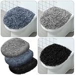 Kingdder 3 Pcs Toilet Lid Cover for Bathroom, Machine Washable, Plush Shag Seat Covers, Dries Quickly, Soft Fluffy Fabric 17.7 x 19.7 Fits Standard Toilet Lids, Elastic Bathroom Decor, 2 Gray, 1 Black