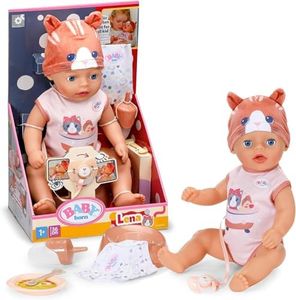 BABY born Lena 36cm in Romper with cat Motif, 36 cm Tall Doll with 7 Functions for Children from 1 Year, Works Without Battery