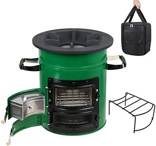 Acier inoxydable Rocket Stove, Poêle à Bois Camping pour la Cuisine en Plein Air, Pique-niques, Barbecues, Chasse et Pêche, avec Sac de Transport, Support pour Bois de Chauffage