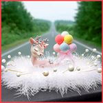 wolpin Car Decor for Car Dashboard Fairy Deer with Fur Bottle for Perfume & Balloons Car Interior Decoration Accessories Decorative Showpiece for Desk Decoration, Acrylonitrile Butadiene Styrene