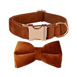 Love Dream Bowtie Dog Collar, Velvet Dog Collars with Detachable Bowtie Metal Buckle, Soft Comfortable Adjustable Bow Tie Collars for Small Medium Large Dogs (Large, Copper Red)