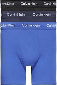 Calvin Klein Men's 3 Pack Cotton Stretch Boxer Briefs, Blue, L