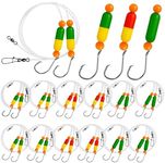 Pompano Rig Saltwater Surf Fishing Rigs – 12 Pack Double Drop Leader Rigs with Hooks, Floats, Beads & Snap – Easy Pre-Tied Terminal Tackle for Pompano, Whiting, Redfish