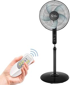 Simple Deluxe Oscillating 16 Adjustable 3 Speed Pedestal Stand Fan with Remote Control for Indoor, Bedroom, Living Room, Home Office & College Dorm Use, 16 Inch, Black