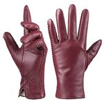 QNLYCZY Genuine Sheepskin Leather Gloves For Women, Winter Warm Cashmere Lining Touchscreen Texting Driving Motorcycle Dress Gloves