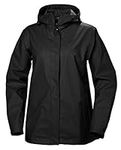 Helly Hansen Women's Moss Hooded Fully Waterproof Windproof Raincoat Jacket, 990 Black, Medium