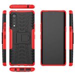 Lustree LG Velvet Hybrid Armor Back Cover Case with Kickstand Wheel Pattern ForLG Velvet (Red)