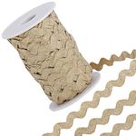 GORGECRAFT 1 Roll 25 Yards RIC Rac Trim Ribbon Rick Rack 1/4 inch(8mm) Wave Sewing Bending Fringe Trim Braided Woven Fabric for Sewing Flower Making Wedding Dress Party Lace Ribbon Craft, Light Khaki