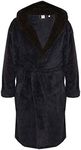 2SwordS Men's Designer Dressing Gown Robe Big Tall Fleece Hooded Navy 2XL