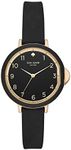 Kate Spade New York Women's Park Row Stainless Steel and Silicone Quartz Watch, Gold, Black, One Size, Park Row Silicone - KSW1352