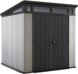 Keter Artisan Outdoor Pent Double Door Garden Storage Shed 7 x 7ft Grey Duotech+ Wood look and feel, Fade Free, All Weather Resistant, Safe and Secure, Zero Maintenance