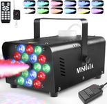 MOSFiATA Fog Machine with 18 RGB LED Lights Effect, 600W Smoke Machine, 2300CFM Fog with 1 Wire Receiver and 2 Wireless Remote Controls, Perfect for Wedding, Halloween, Party and Stage Effect