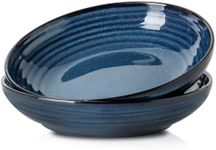 Hasense Pasta Bowls Set of 2, 32 Oz Porcelain Shallow Bowls for Kitchen - 8.7 Inch Serving Bowls for Salad Past Dinner Soup, Dinner Plate Bowls for Home Gift, Dishwasher & Microwave Safe, Blue