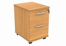 Office Hippo Essentials Heavy Duty Storage Unit, Mobile File Cabinet Featuring 2 Lockable Drawers, Suitable For Commercial Office, Home And Classroom, Norwegian Beech, 50D x 40.4W x 59.5Hcm