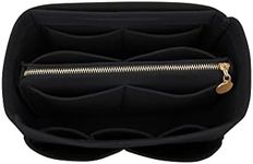 Felt Purse Bag Organizer Insert with zipper Bag Tote Shaper Fit Speedy Neverfull Black Size: Large