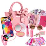 Play Purse for Little Girls and Toddlers with Pretend Play Accessories: Toy Phone, Wallet, Credit Cards, Keys, Makeup for Role Playing Ages 3 4 5 6 7 8 Years and Up (GBP Version)