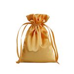 30 Pack 5 x 7 Inches Golden Satin Gift Bags, Jewelry Bags, Drawstring Pouch, Wedding Favor Bags, Baby Shower Bags, silk bags