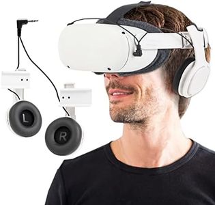 Stereo VR Headphones Custom Made for Oculus Quest 2 Elite Head Strap & Original Head Strap-On Ear Deep Bass 3D 360 Degree Sound (White)