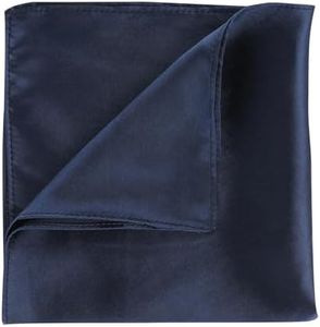 WLLHYF Silk Pocket Squares for Men Handkerchiefs Solid Color 13.7x 13.7 Inches Soft Prefolded Pocket Square White Handkerchiefs Men Suit Accessories for Wedding Party(Navy Blue