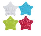 Jaimin Creation (2 Pcs) Silicone Sea Star No Slip Suction Cups Drain Cover Hair Catcher Bathroom Drain Protector Sink Filter Kitchen Sink Strainer Rubber (Multi-Color)