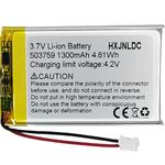 HXJNLDC 3.7V 503759 1300mAh li-ion Lithium Ion Polymer Battery for Compatible with Sony PlayStation 3 PS3 Dualshock 3 Wireless Controller CECHZC2E, CECHZC2U Mirror Dash Cam Rear