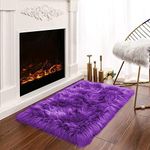 Latepis Small Furry Rug 2x3 Purple Rug Faux Fur Rug Fluffy Rug Washable Shag Rug Accent Rug Plush Soft Rug for Bedroom Chair Seat Covers Rug Throw Rug Rectangle