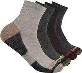 Timberland mens 4-pack Half Cushioned Quarter Socks, Brown, One Size US