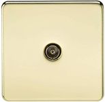 Knightsbridge SF0100PB (Non-Isolated) Screwless 1-Gang Tv Outlet, Polished Brass