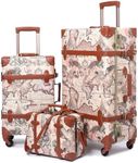 urecity Vintage Luggage Sets of 3 Piece - Hardside Lightweight Spinner Suitcases - Retro Travel Set includes Under Seat Train Case, 26"+20"+12"