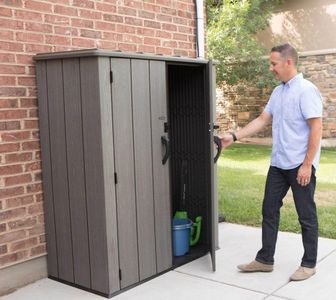 Lifetime Vertical Storage Shed, 53 Cu Ft – Brown Roof, 74x142x174 cm
