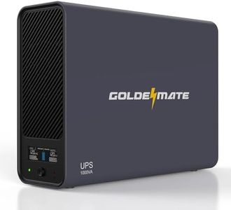 GOLDENMATE 1000VA/600W Lithium UPS Battery Backup & Surge Protector, Backup Battery Power Supply with LiFePO4 Batteries(153.6 Wh), Sinewave UPS System, 10 Years Lifespan, 8 Outlets, LCD Display, Gray