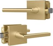 Mega Handles - Prime Passage I Lever Door Lock Handle for Closet or French Doors I Single Side, Non-Turning I Fits All Standard Door Sizes I Screws Included - Satin Brass (1 Pack) Covered Screws, 5"