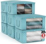 Sorbus Medium Clothes Storage Bags - Foldable Blanket Storage Bins for Organizing Bedroom, Closet, Clothing, Comforter, Organization with Clear Window, Lids and Carry Handles - Set of 8