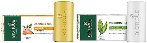 Biotique Almond Oil Nourishing Body Soap, 150g and Biotique Bio Morning Nectar Flawless Cream Bathing Bar, 150g