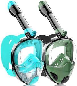 Ezire 2023 Full Face Snorkel Mask for Adults Teen, Snorkeling Gear with Detachable Camera Mount,Panoramic 180° View, Anti-Fog Anti-Leak Snorkling Set for Man and Women (Black Green+Black)