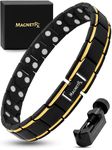 MagnetRX® Ultra Strength Magnetic Bracelet - Effective Stainless Steel Magnetic Bracelets for Men - Adjustable Bracelet Length with Sizing Tool for Perfect Fit (Black & Gold)