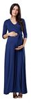 HAPPY MAMA Women's Maternity Empire Wrap Maxi Nursing Dress 608 (Navy, UK 8, S)