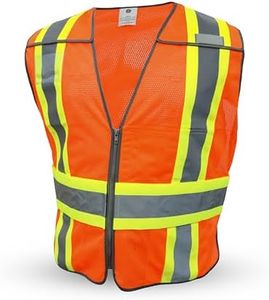GE Multi-Functional Safety Vest Expandable 5-Point Breakaway High Visibility with Zipper Pockets, Class 2 Orange Medium