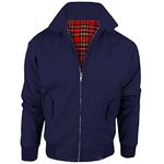 MyShoeStore Harrington Jacket Adults Unisex Mens Ladies Womens Vintage Classic Retro Scooter 1970'S Bomber MOD Skin Tartan Lining Coat Top, Navy, 3XL