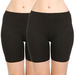BODYCARE Women's Cotton Spandex Cycling Short(16B_M_Black) Pack of 2