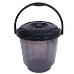 Kuber Industries Colorful Homeware Bucket| Plastic Bucket|Transparent Bucket with Lid & Handle for Bathroom,Home Use,13 Litre (Black)