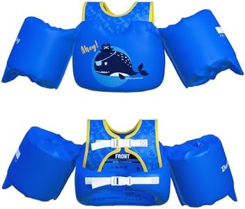 Dark Lightning USCG Coast Guard Approved Toddler Swim Vest for Age 2/3/4/5/6/7 Years Old, Kids Life Jackets with Arm Floaties 30-50 Pounds,Baby Water Wings in Sea/Pool/Puddle (Pirate Whale)