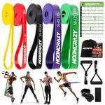 nooncrazy Resistance Bands Set, Pull Up Assistance Bands 5 Different Levels with Handles & Door Anchor & Training Poster, Gym Bands for Strength Training, Yoga, Muscle Toning for Men and Women