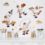 wondever Italian Chef Kitchen Wall Stickers Food Cooking Peel and Stick Wall Art Decals for Kitchen Dining Room Restaurant