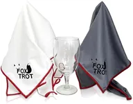 Fox Trot Large Microfiber Polishing Cloths (2 Pack White | Gray) | Streak Free, Lint Free Shine and Clarity for Wine Glasses, Stemware and More