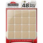 X-PROTECTOR Felt Furniture Pads - 48 PCS 25 mm - Felt Pads Floor Protectors - Chair Felt Pads - Felt Pads for Furniture Feet - Furniture Pads for Hardwood Floors - Protect Your Floors! (Beige, Square)