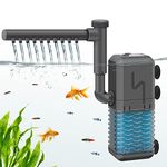 IREENUO Adjustable Fish Tank Filter, 600L/H Internal Aquarium Filter Pump with Spray Bar, 6W Silent Submersible Filter for Small Tank Up to 120 Litres