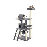 Amazon Basics Cat Condo Tree Tower With Hammock And Tunnel, XX-Large, Grey, 26 x 62 x 19 Inches
