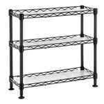 SONGMICS 3-Tier Spice Rack, Metal Kitchen Counter Shelf with PP Sheets, Adjustable Shelves, Jar Rack, 40 x 15 x 39.5 cm